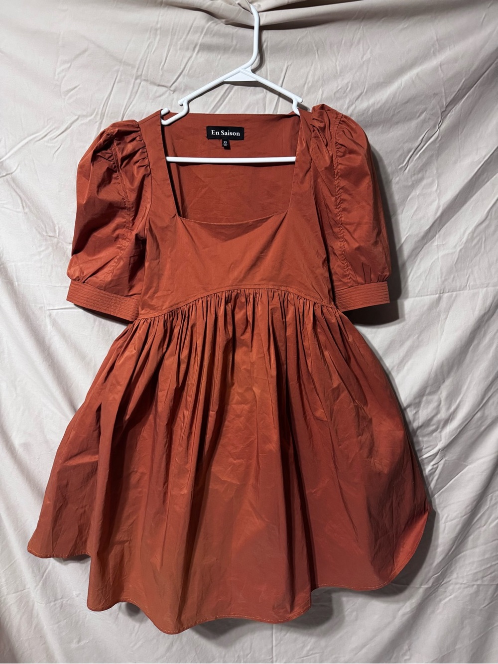 En Saison Terracotta Puff Sleeve Dress